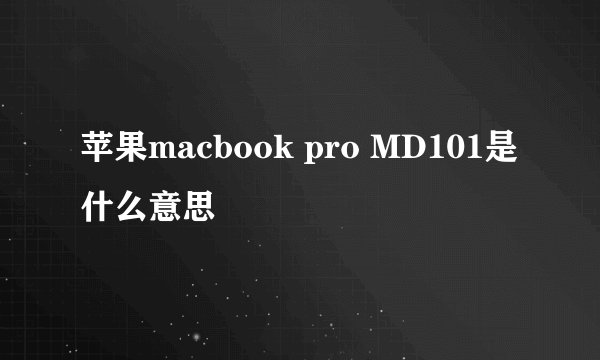 苹果macbook pro MD101是什么意思