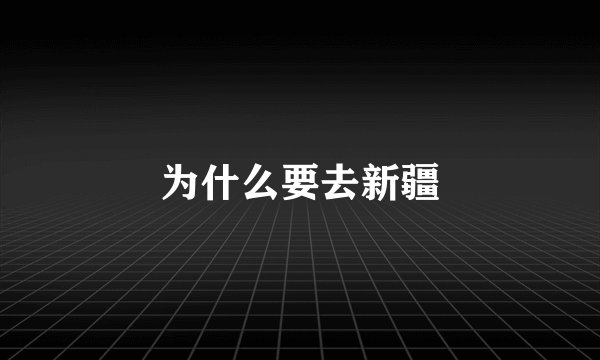 为什么要去新疆