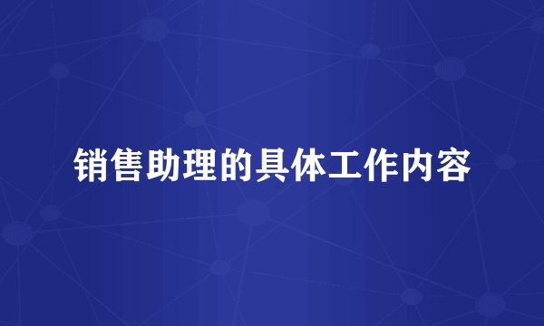 销售助理的具体工作内容