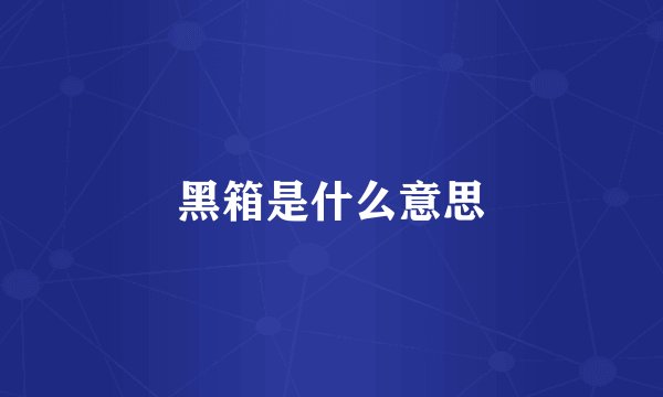 黑箱是什么意思