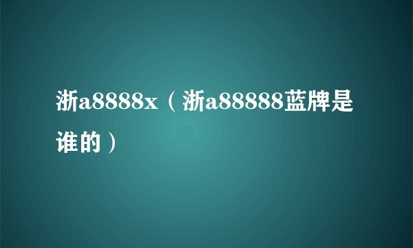 浙a8888x(浙a88888蓝牌是谁的)