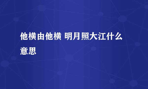 他横由他横 明月照大江什么意思