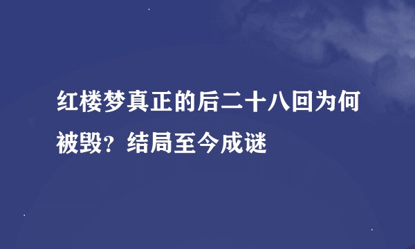 红楼梦真正的后二十八回为何被毁？结局至今成谜