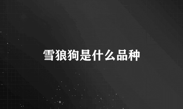 雪狼狗是什么品种