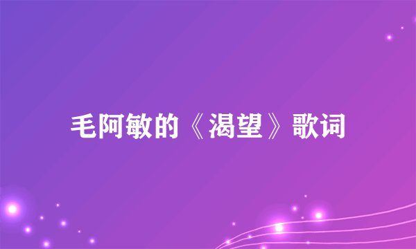 毛阿敏的《渴望》歌词