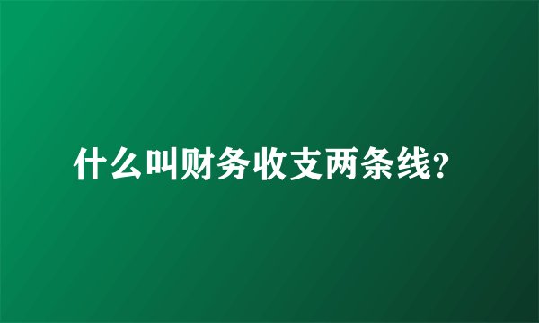 什么叫财务收支两条线？