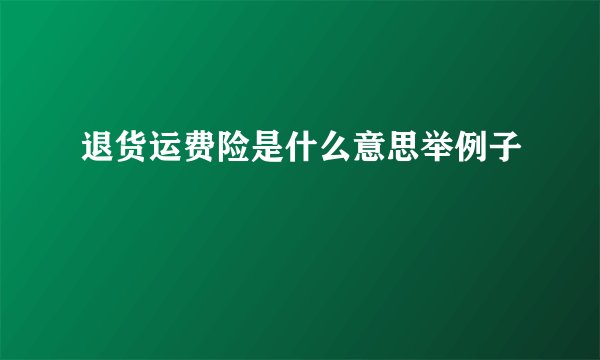 退货运费险是什么意思举例子
