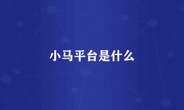 小马平台是什么