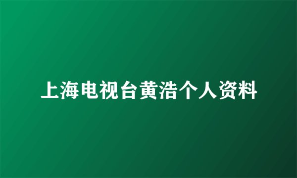 上海电视台黄浩个人资料