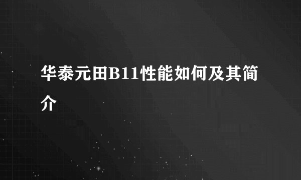 华泰元田B11性能如何及其简介