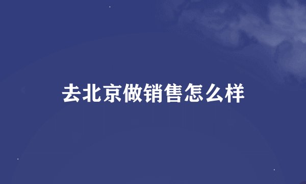 去北京做销售怎么样