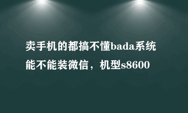卖手机的都搞不懂bada系统能不能装微信，机型s8600