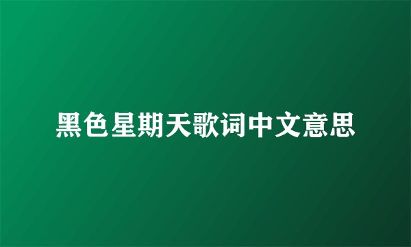 黑色星期天歌词中文意思
