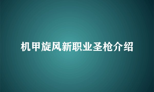 机甲旋风新职业圣枪介绍