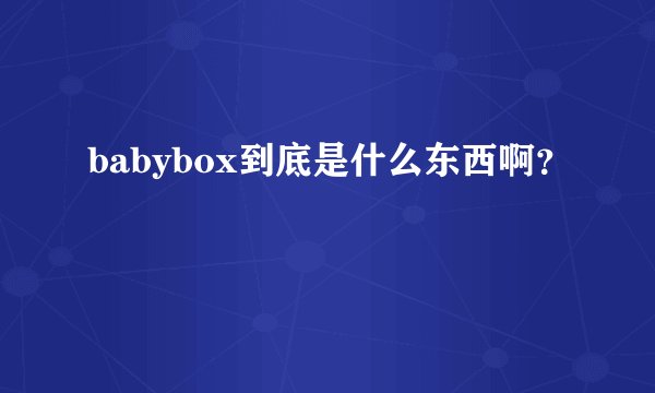 babybox到底是什么东西啊？