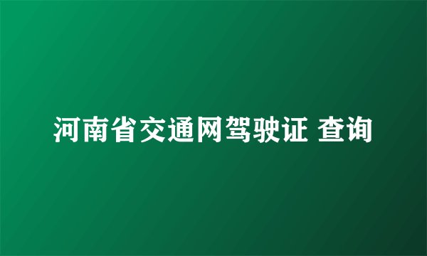 河南省交通网驾驶证 查询