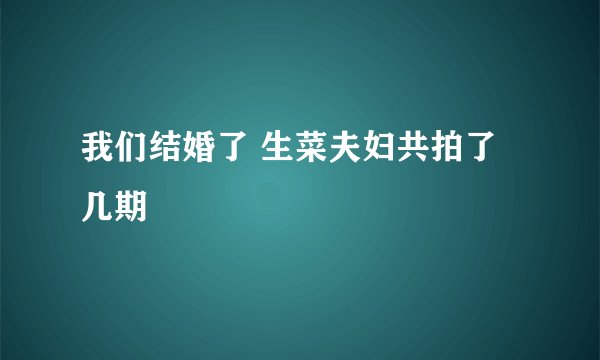 我们结婚了 生菜夫妇共拍了几期