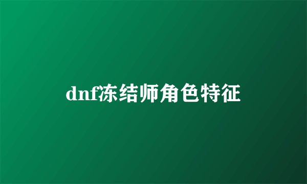 dnf冻结师角色特征