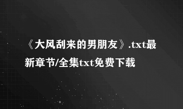 《大风刮来的男朋友》.txt最新章节/全集txt免费下载