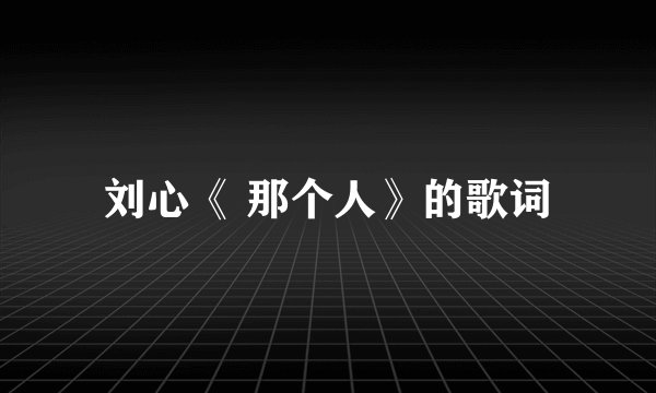 刘心《 那个人》的歌词