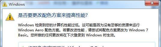 Win7提示是否要更改配色方案来提高性能怎么办