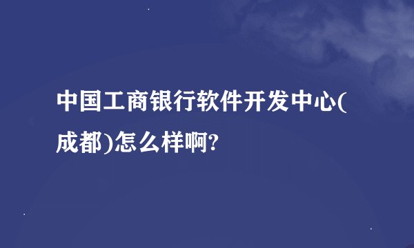 中国工商银行软件开发中心(成都)怎么样啊?