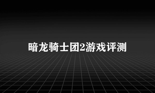 暗龙骑士团2游戏评测