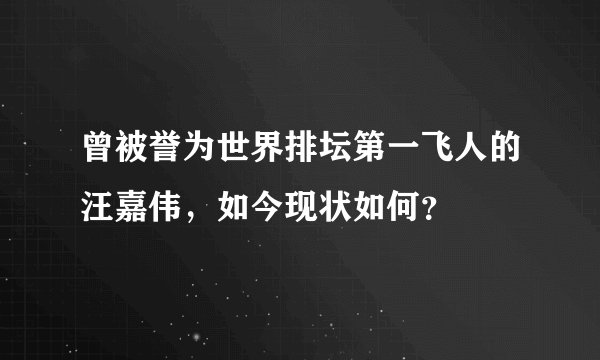 曾被誉为世界排坛第一飞人的汪嘉伟，如今现状如何？