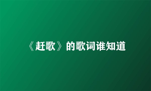 《赶歌》的歌词谁知道