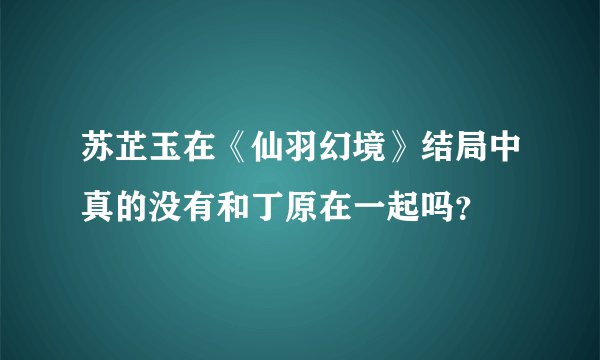 苏芷玉在《仙羽幻境》结局中真的没有和丁原在一起吗？