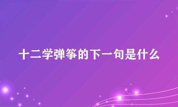 十二学弹筝的下一句是什么