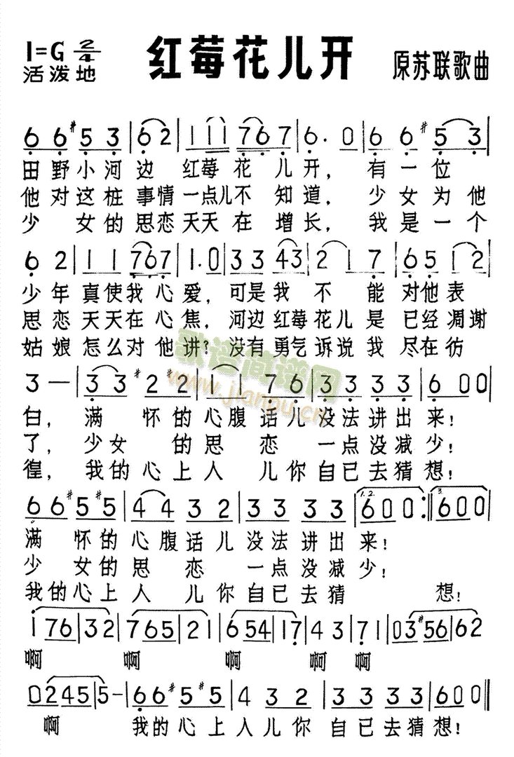红莓花儿开简谱