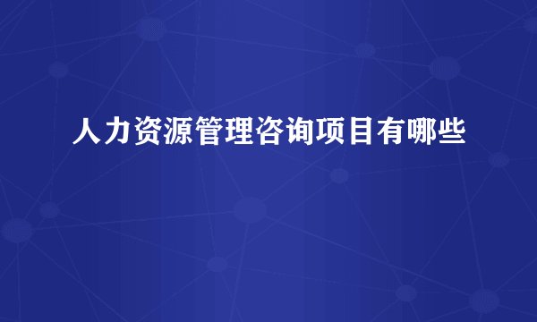 人力资源管理咨询项目有哪些