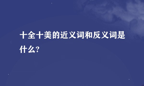 十全十美的近义词和反义词是什么?
