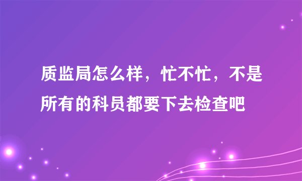 质监局怎么样，忙不忙，不是所有的科员都要下去检查吧