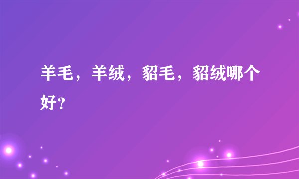 羊毛,羊绒,貂毛,貂绒哪个好?