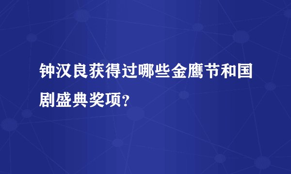 钟汉良获得过哪些金鹰节和国剧盛典奖项？