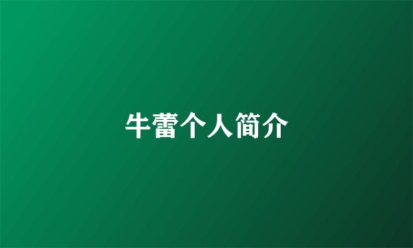 牛蕾个人简介