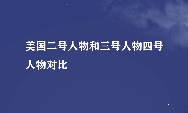 美国二号人物和三号人物四号人物对比