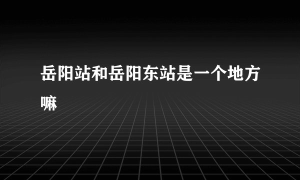 岳阳站和岳阳东站是一个地方嘛