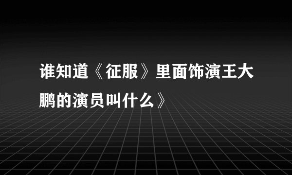 谁知道《征服》里面饰演王大鹏的演员叫什么》