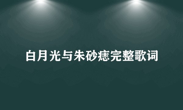 白月光与朱砂痣完整歌词