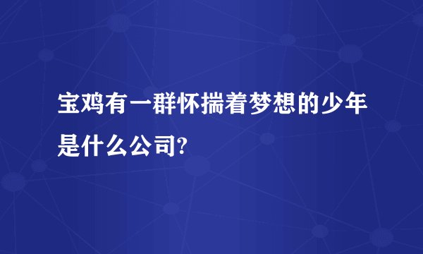 宝鸡有一群怀揣着梦想的少年是什么公司?