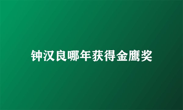 钟汉良哪年获得金鹰奖
