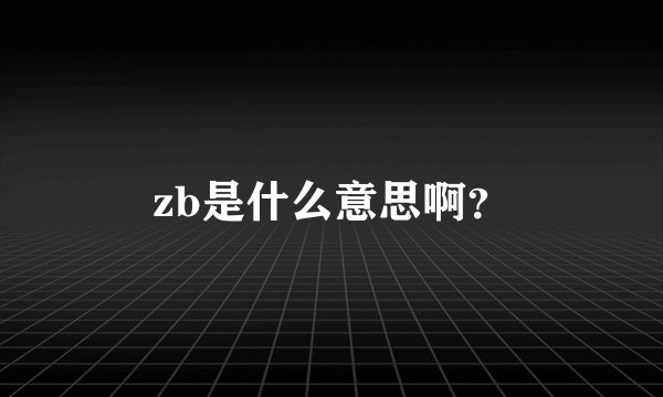 zb是什么意思啊？