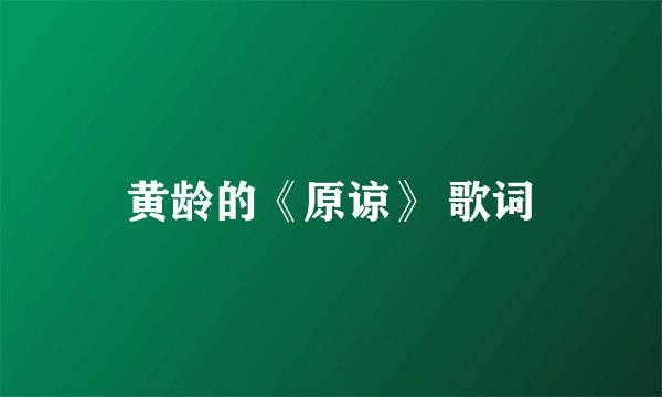 黄龄的《原谅》 歌词