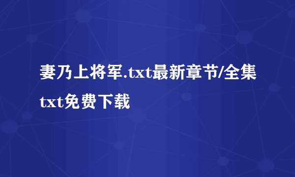 妻乃上将军.txt最新章节/全集txt免费下载