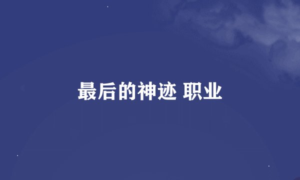 最后的神迹 职业