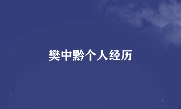 樊中黔个人经历