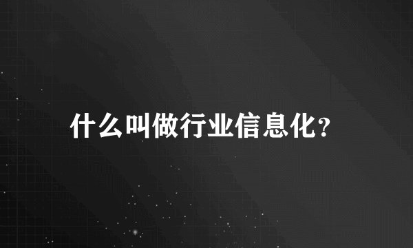 什么叫做行业信息化？